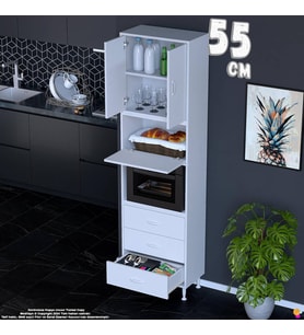 Eliusta Roven 55 cm Fırın Dolabı 3 Çekmeceli Çok Amaçlı Mutfak Kiler Banyo Organizer Çocuk Odası Dolabı