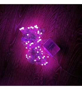 10m 100 Led Damla Uçlu Pembe Işık Şeffaf Kablo