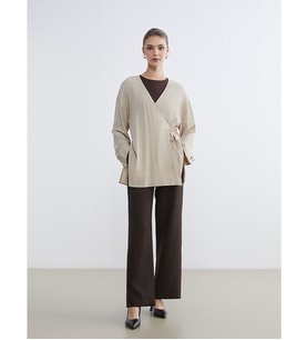 LCW Modest Kahverengi Beli Lastikli Geniş Paça Kadın Pantolon