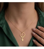 Kişiye Özel Müzik Notası Kalp Tasarımlı İsim Kolye 925K Gümüş (Gold)
