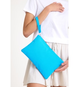 Premium Kadın Renkli Astarlı Fermuarlı Clutch El Çantası Portföy (Turkuaz)