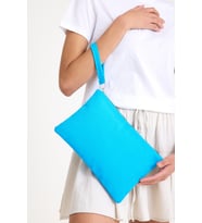 Premium Kadın Renkli Astarlı Fermuarlı Clutch El Çantası Portföy (Turkuaz)