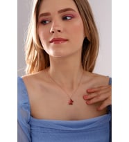 TAMAMI SAF 925 AYAR GÜMÜŞ ROSE KAPLAMA RENK DEĞİŞTİRME ÖZELLİĞİNE SAHİP ORJİNAL ZULTANİT TAŞLI KOLYE