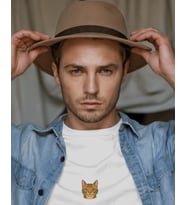 Erkek Bengal Kedi Baskılı Oversize Tişört – Minimal Bengal Cat Tasarım (Beyaz)