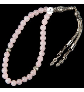Pembe Kuvars (Gül Kuvars) Doğal Taş Tesbih 33lük - 6mm (Çok Renkli)