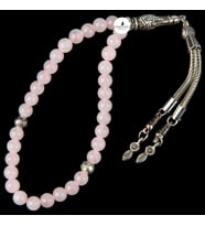 Pembe Kuvars (Gül Kuvars) Doğal Taş Tesbih 33lük - 6mm (Çok Renkli)