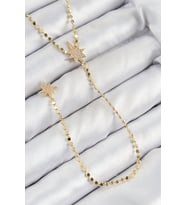 Pirinç Zirkon Taşlı Ezme Zincirli Kutup Yıldızı Model Gold Renk Y Kolye 5886 - LOHO5388-3608