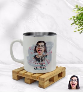 BK Gift Kişiye Özel Canım Annem Karikatürlü İçi Siyah Renkli Kupa Bardak Model 1