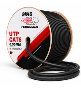 MN6 M106 Cat6 UTP 0.50mm İletken Ethernet Kablosu 305 Metre, Dış Mekan UV Korumalı Çift Katmanlı PE+PVC İnternet Kablosu