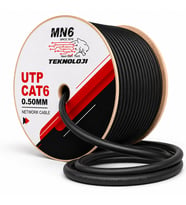 MN6 M106 Cat6 UTP 0.50mm İletken Ethernet Kablosu 305 Metre, Dış Mekan UV Korumalı Çift Katmanlı PE+PVC İnternet Kablosu
