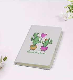 BK Gift Kişiye Özel İsimli Kaktüs Tasarımlı 9x14cm Beyaz Defter - Model 12