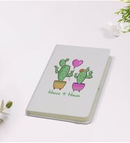 BK Gift Kişiye Özel İsimli Kaktüs Tasarımlı 9x14cm Beyaz Defter - Model 12