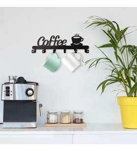 Dekoratif Metal Siyah Mutfak Kupa Ve Fincan Askılığı Coffee Askılık