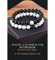 Havlit, Lav Doğal Taş Bileklik Seti 8 Mm ( Zenginlik , Bolluk Ve Şans ) Aa Kalite