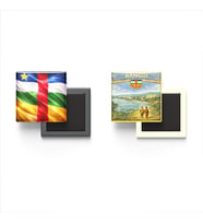 Buzdolap Magnetleri - Orta Afrika Cumhuriyeti Bayrağı ve Bangui Retro Tema - 2'li Set Magneti
