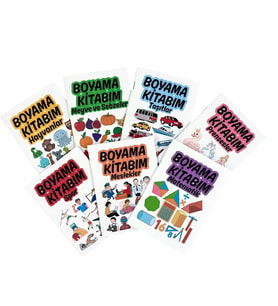 7 Adet Seyahat Boy Boyama Kitabı (140x100 mm) (Çok Renkli)