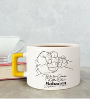 BK Gift Kişiye Özel Babalar Günü Tasarımlı Sarı Kulplu Çay & Kahve Fincanı-8, Babaya Hediye, Babalar Günü Hediyesi