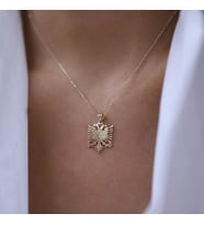Kişiye Özel Çift Başlı Kartal Model Kolye 925K Gümüş (Gold)