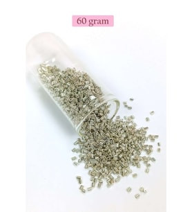 Kesme Cam Boncuk 2mm - 60 Gram - Parlak Gümüş - BNC376