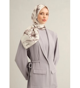 Armine Tivil İpek Eşarp 9324 - 80 Beyaz Karışık Desen
