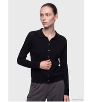 LCW Modest Siyah Polo Ajurlu Kadın Triko Hırka