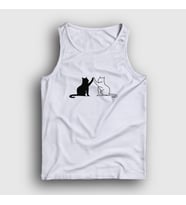Presmono Unisex Beyaz Black And White Cats Kedi Atlet 287178tt (Beyaz)