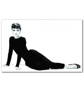 Cakatablo Audrey Hepburn Siyah Beyaz Oturan Poz MDF Tablo