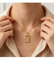 Kişiye Özel 925 Ayar Gümüş Zarif Çift Harf Kolye (Gold)