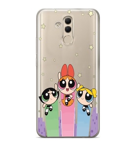 Huawei Mate 20 Lite Uyumlu Powerpuff Girls Desenli Şeffaf Telefon Kılıfı