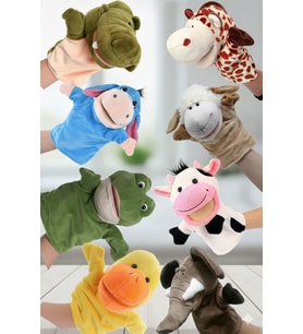 8 Adet Eğitici ve Eğlenceli Peluş El Kuklası Seti  Ağzı Hareket Eden Hayvan Kuklaları
