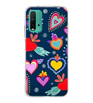 PrintiFy Xiaomi Redmi 9T ile Uyumlu 1mm Slim Fit Retro Renkler 3 Baskılı Şeffaf  Kılıf