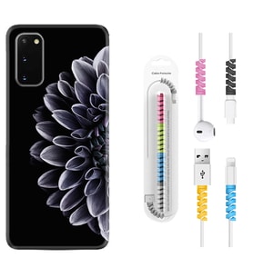 Samsung A02S A03S A10 A12 A13 A21S A22 Kılıf Kablo Koruma Spiral Silikon Çiçekler 1639