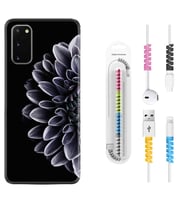 Samsung A02S A03S A10 A12 A13 A21S A22 Kılıf Kablo Koruma Spiral Silikon Çiçekler 1639