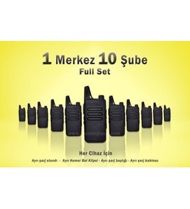 Çaycı Telsizi 1 Merkez 10 Şube Kulaklık Hediyeli Full Set (Siyah)