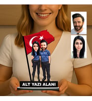 Kişiye Özel 2 Kişilik Polis Çift Polis Karikatürlü 18 cm MDF Masaüstü Biblo - Polise Hediye Polis Hediyesi