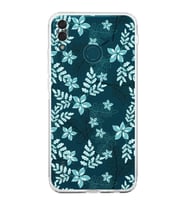 Huawei Y9 2019  Kamera korumalı Kapak Floral Su Yeşili Tasarımlı  Şeffaf Kılıf
