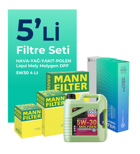 MANN Citroen C3 1.6 Dizel Filtre Bakım Seti Liqui Moly Motor Yağlı (2003-2009) 5 Li