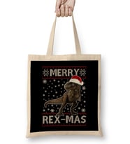 Merry Rex Mas Christmas Dinosaur Bez Çanta Uzun Saplı