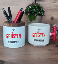 Optisyen Hediye Sepeti Kupa Bardak T Kulplu, Kalemlik Hediyeleri Tıp Bayramı Hediyesi (Model 1)