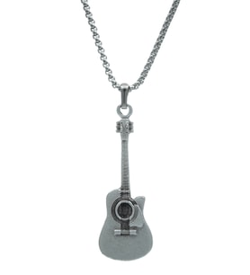 Gitar Örme Zincir Kolye - Gümüş Kaplama - Erkek Kadın Kolye - No:1293