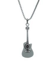 Gitar Örme Zincir Kolye - Gümüş Kaplama - Erkek Kadın Kolye - No:1293