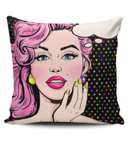 Pop Art Kızı Dijital Baskılı Kırlent Kılıfı
