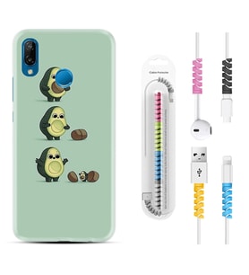 Huawei P20 Lite Mate 10 20 Lite Pro P40 Lite KılıfKablo Koruma Spiral Silikon Avokadolar1352