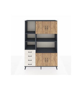 Hyperion Dolap 8 Raflı 4 Çekmeceli 4 Kapaklı 132x44x195 Antrasit-Çam/Aytaşı