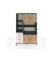 Hyperion Dolap 8 Raflı 4 Çekmeceli 4 Kapaklı 132x44x195 Antrasit-Çam/Aytaşı
