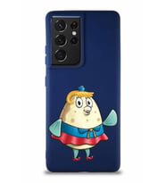 Samsung Galaxy S21 Ultra Soft Premier Kapak Bayan Puff Tasarımlı Silikon Kılıf - Lacivert (Şeffaf)