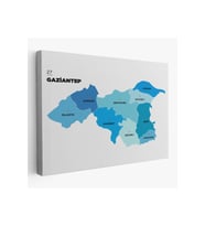 Gaziantep  İli ve İlçeler Haritası  Dekoratif Kanvas Tablo 1344