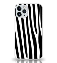 PrintiFy Apple iPhone 11 Pro Kamera Korumalı Zebra Desenli Cam Kapak Beyaz