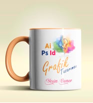 Kişiye Özel Grafik Tasarımcı Tasarımlı Turuncu Kupa Bardak (Turuncu)