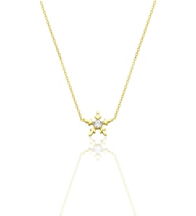 Gümüş altın yaldızlı zirkon tek taşlı mini buz kristali kar tanesi kolye SGTL12793GOLD
